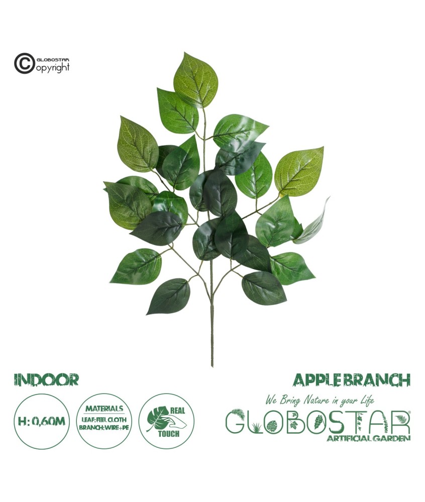 GloboStar® Artificial Garden APPLE BRANCH 20232 Τεχνητό Διακοσμητικό Κλαδί Μηλιάς Π55 x Υ60cm